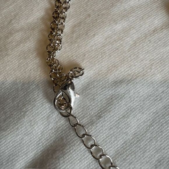 NWT Starfish Statement Necklace and Earrings Set Silver Tone Blue Green Wood - Picture 6 of 11